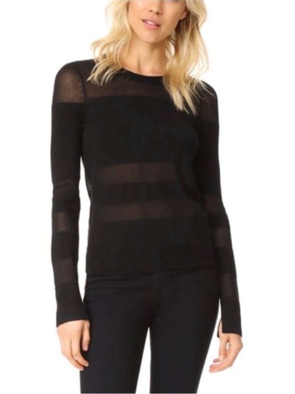 Rag & Bone Black Long-Sleeve Vivi Crew Sweater M